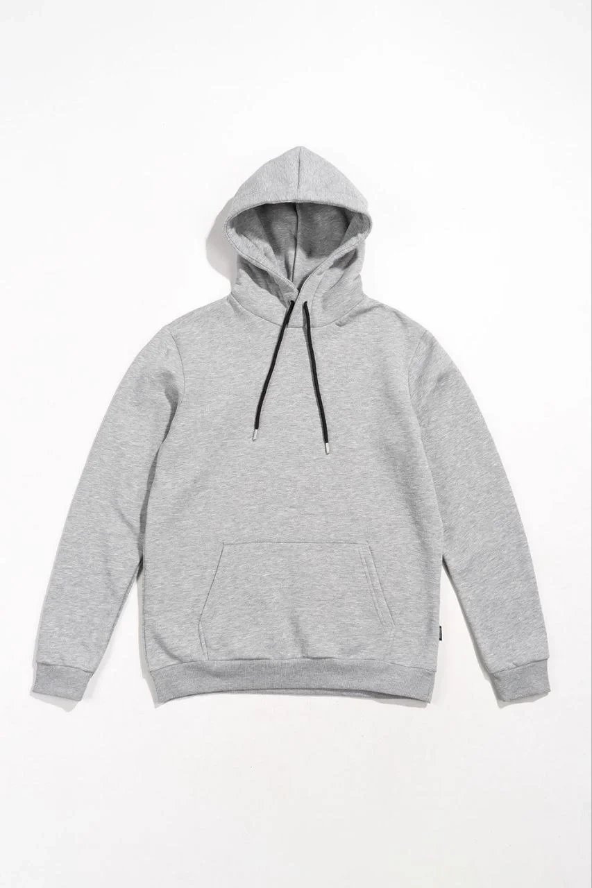 Γυναικείο Γκρι Oversize 3-κλωνο Βαμβακερό Φούτερ με Τσέπη Κάγκουρο, Κουκούλα