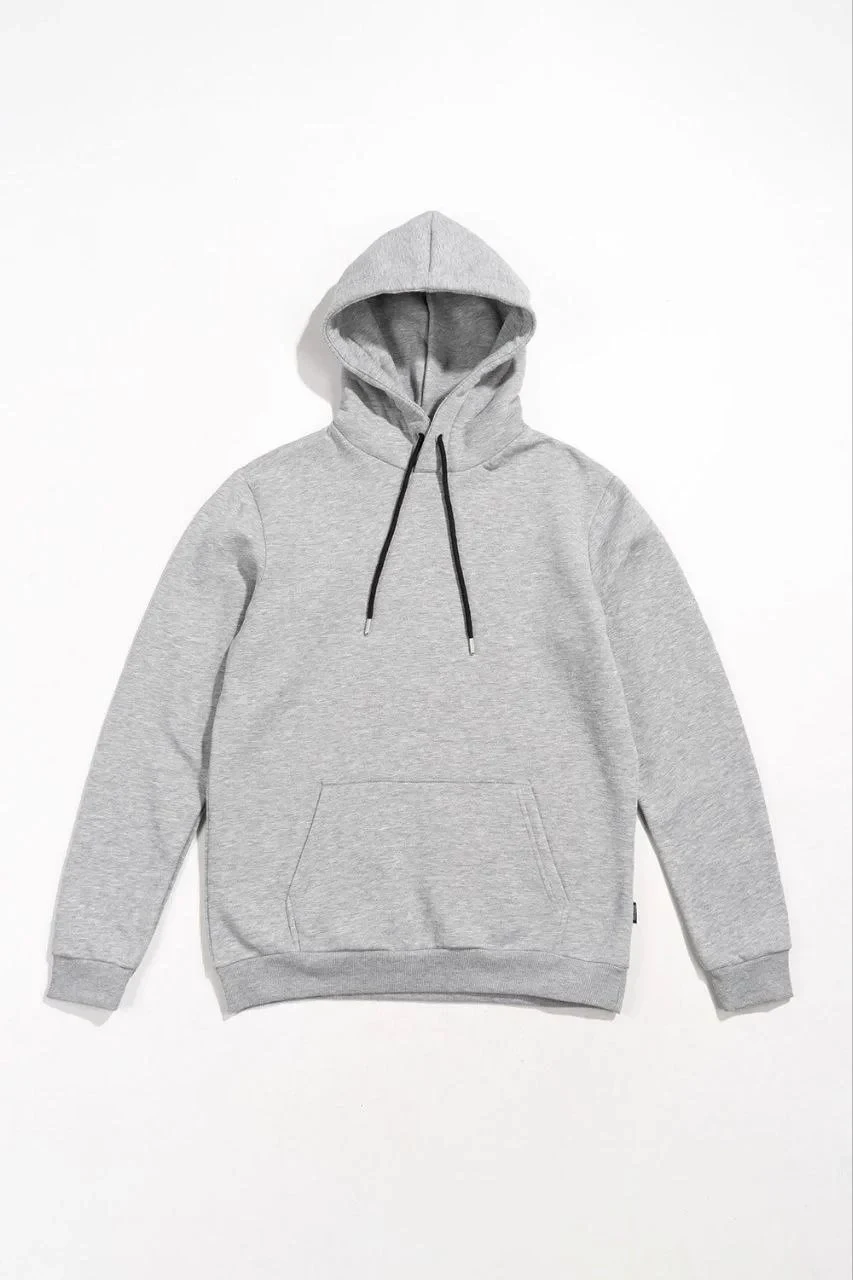 Women's Gray Oversize 3-Thread Cotton Kangaroo Pocket Hooded Sweatshirt