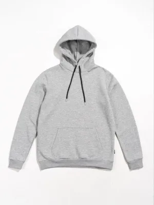 Women's Gray Oversize 3-Thread Cotton Kangaroo Pocket Hooded Sweatshirt