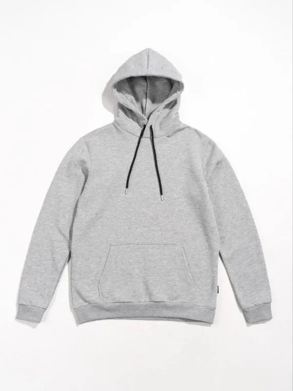 Női Szürke Oversize 3 Szál Pamut Kenguru Zsebes Kapucnis Sweatshirt 1