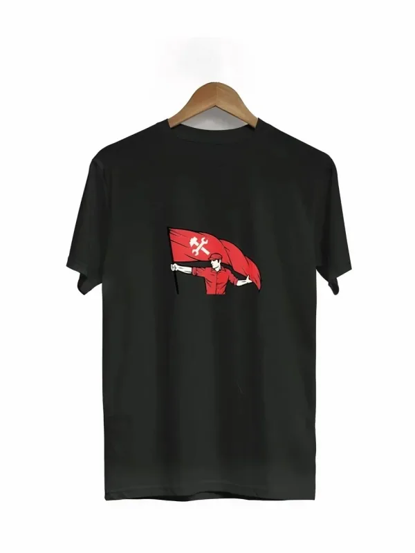 Muška crna bicikl kragna 1. maj print majica 1