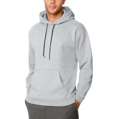 Машки сив oversize 3-нишки памучен дукс со качулка и џебови 1