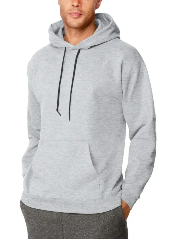 Машки сив oversize 3-нишки памучен дукс со качулка и џебови 1