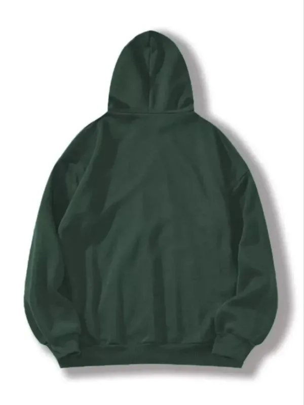 Femeie Haki 3 Fire Bumbac Simplu Glugă Buzunar Cangur Sweatshirt 2