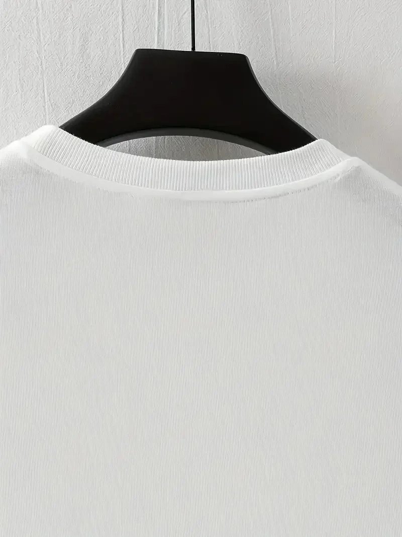 Ανδρικό Λευκό Oversize Ποδήλατο Λαιμό Εκτύπωση T-Shirt 4