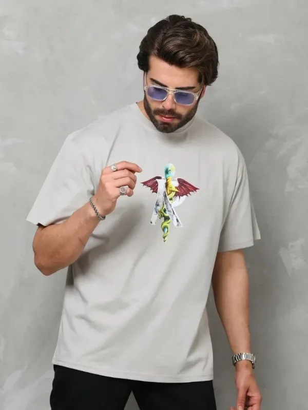 Muška siva regular fit bicikli kragna štampana majica 3