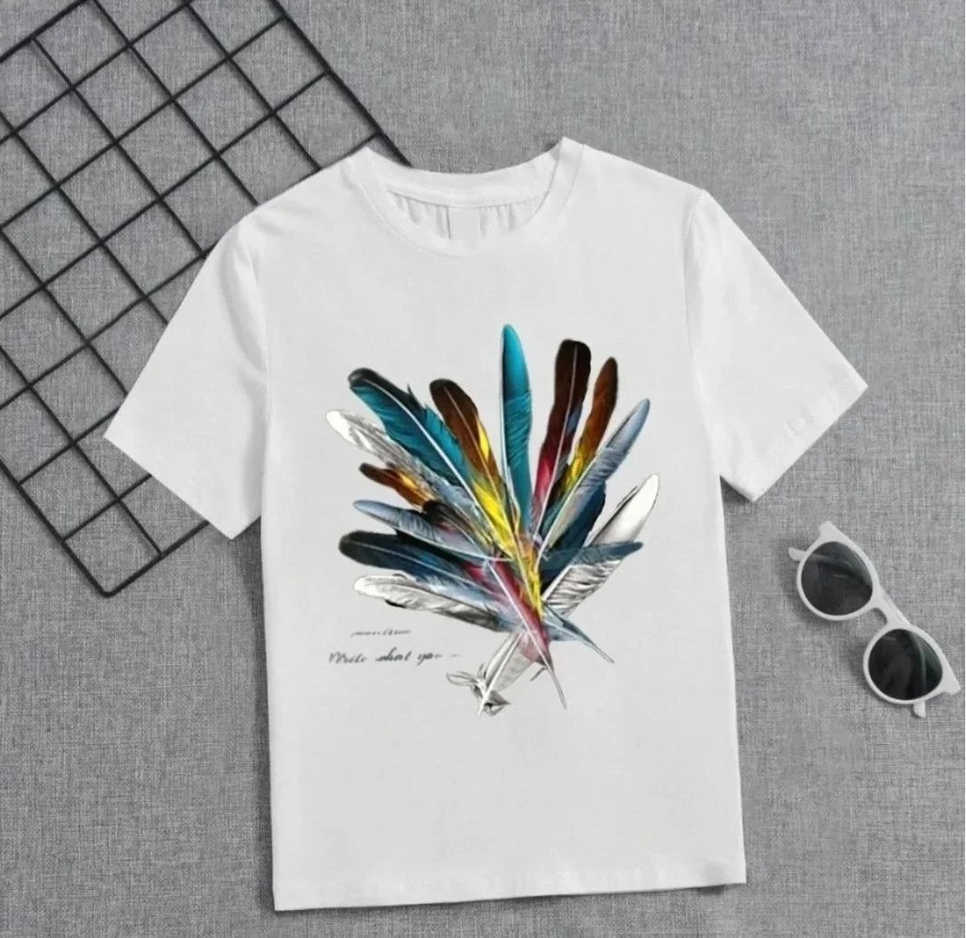Κοριτσίστικο Λευκό Printed Oversize Ποδήλατο Λαιμό T-shirt