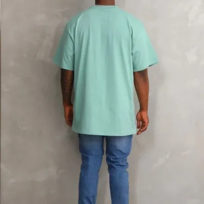 Ανδρικό Πράσινο Μέντας Oversize Ποδηλατόλαιμο Τυπωμένο T-shirt 2