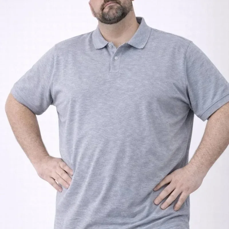 Pánske sivé piqué látka gombíkový polo golier veľká veľkosť tričko