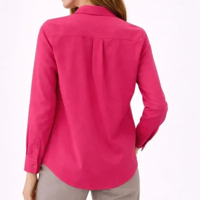Women's Fuchsia Regular Classic Collar Buttoned Long Sleeve Shirt 2