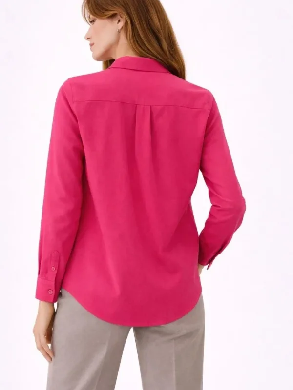 Women's Fuchsia Regular Classic Collar Buttoned Long Sleeve Shirt 2