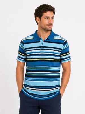 Ανδρικό Μπλε Regular Fit Ριγέ Πόλο Λαιμόκοψη Κοντό Μανίκι Φανελάκι