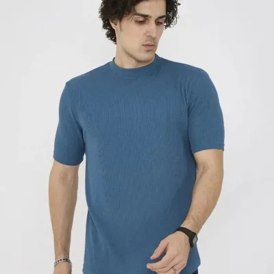 Kişi Firuzə Oversize Velosiped Yaxalı Naxışlı Yaylıq Köynək 3