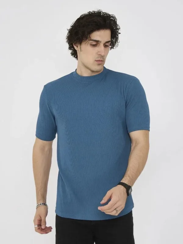Kişi Firuzə Oversize Velosiped Yaxalı Naxışlı Yaylıq Köynək 3