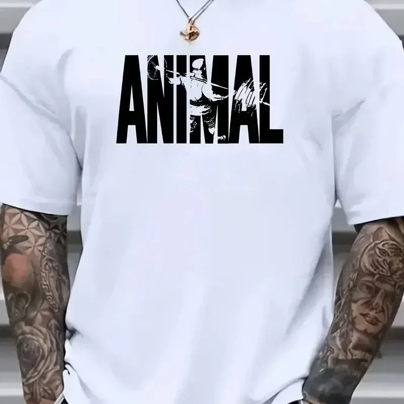 Muška bela oversize bicikli kragna animal štampana majica