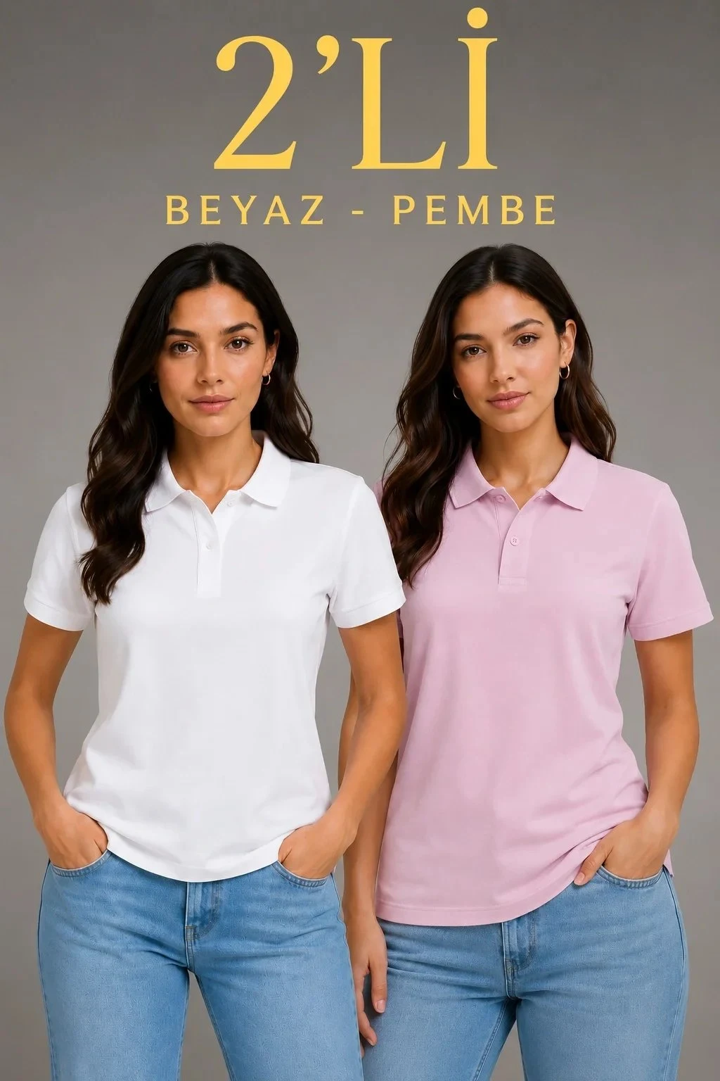 Ženski 2-komplet pike tkanina polo kragna gumbi basic majica
