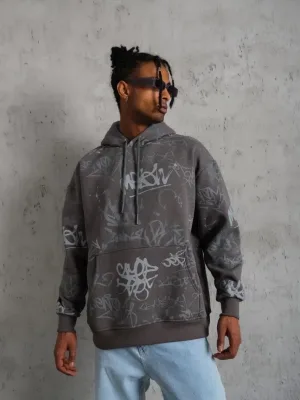 Muški sivi 3-niti pamučni s kapuljačom s klokanskim džepom sweatshirt
