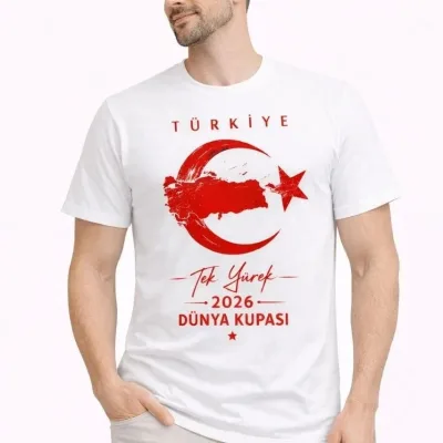 Kişi Ağ Türkiyə Ay Ulduz Çap Azarkeş Forma Köynəyi 1