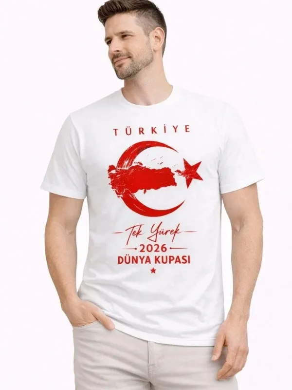 Kişi Ağ Türkiyə Ay Ulduz Çap Azarkeş Forma Köynəyi 1