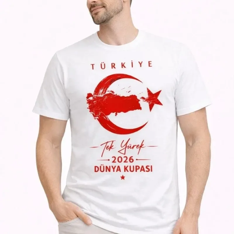 Kişi Ağ Türkiyə Ay Ulduz Çap Azarkeş Forma Köynəyi