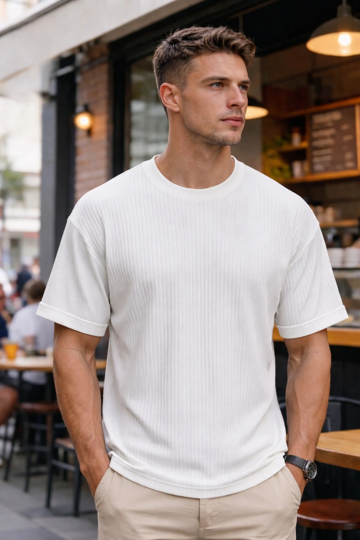 Pánske basic bavlna oversize cyklistický golier tričko