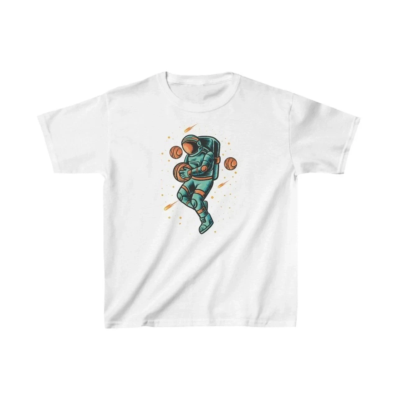 Παιδικό Λευκό Τυπωμένο Oversize Ποδηλατόλαιμο Τ-Shirt