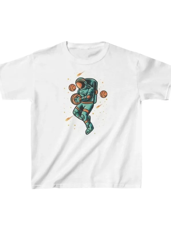 Παιδικό Λευκό Τυπωμένο Oversize Ποδηλατόλαιμο Τ-Shirt 1