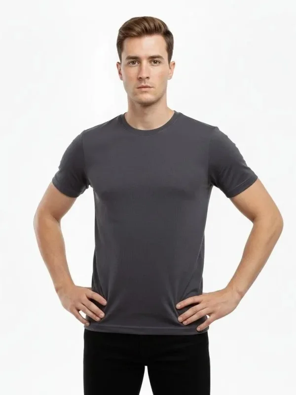 Kişi Tüstü Slim Fit Likralı Velosiped Yaxası Köynək 2