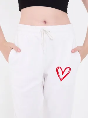 Ženska bijela tri niti pamučna štampana elastična nogavica trenirka pantalone