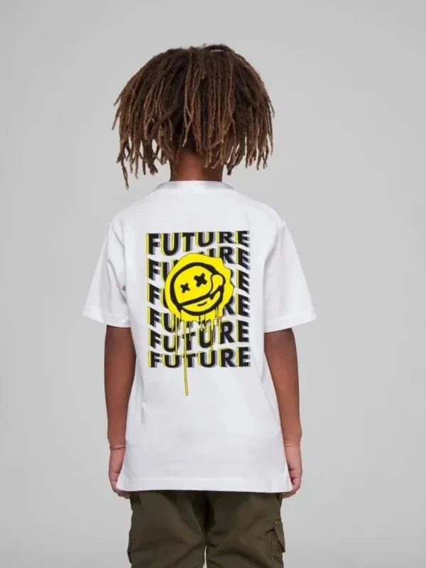 Παιδικό Λευκό Τυπωμένο Oversize Στρογγυλό Λαιμό T-Shirt 2