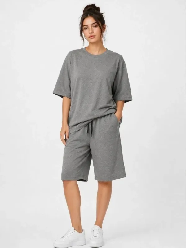 Koma 3 Parçeyî Oversize Du Têl Tîşort Şort 6