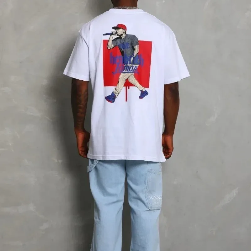 Kişi Ağ Oversize Velosiped Yaxalı Çap T-Shirt