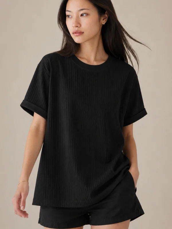 Nero Costina Oversize Taglio Largo Basic T-Shirt 4