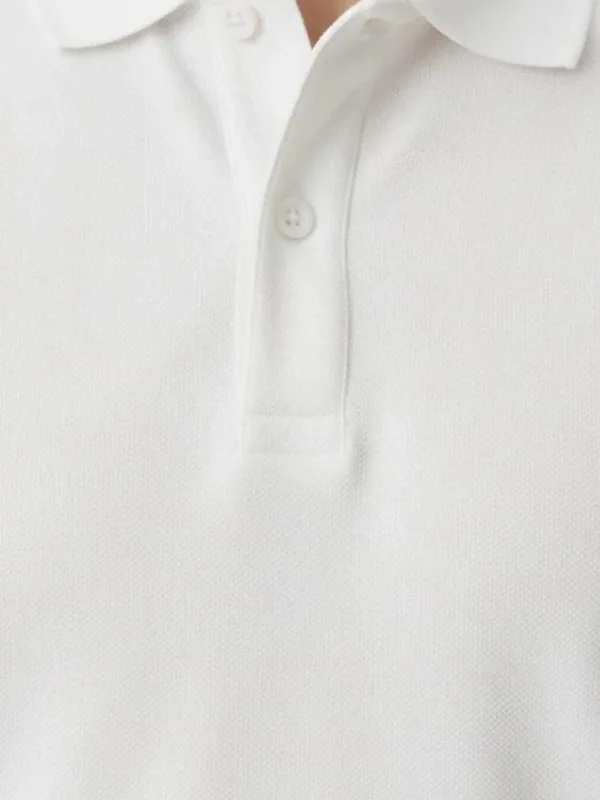 Men's White Regular Pique Fabric Button Polo Neck T-Shirt 8