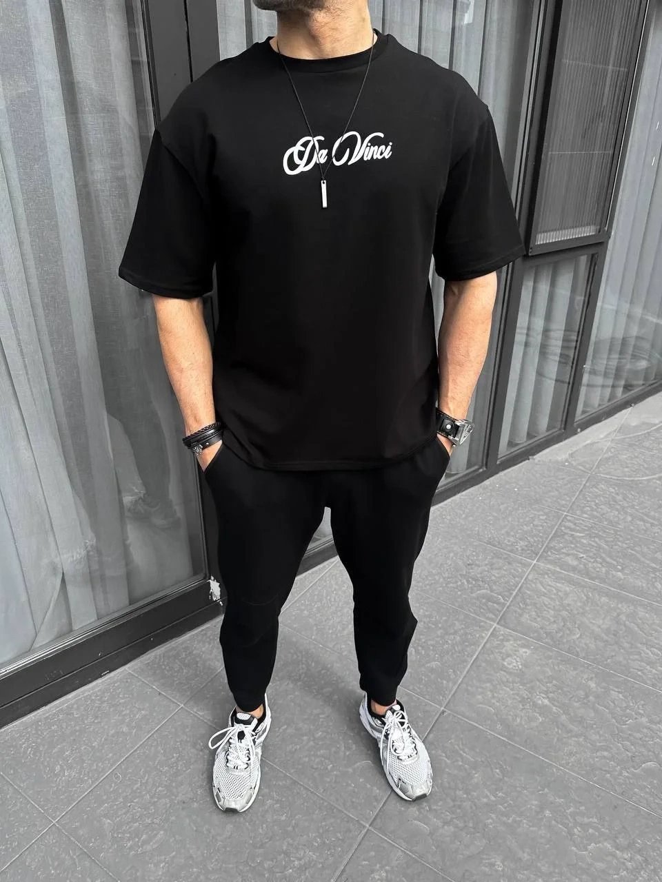 Ανδρικό Μαύρο Regular Ποδηλατόλαιμο Τυπωμένο T-shirt