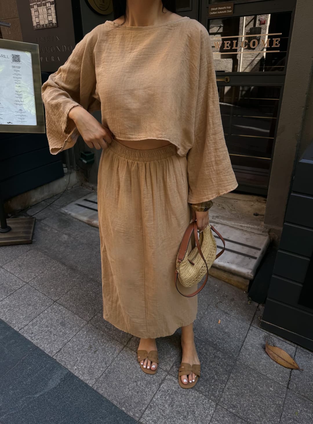 Bluz Ve Etek Müslin Takım Camel 2