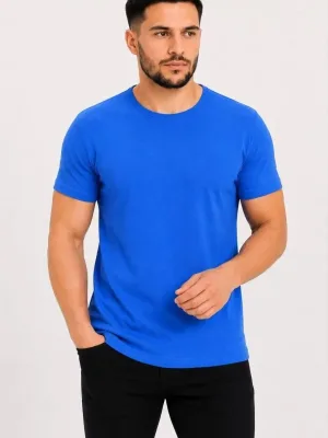 Muška plava (saks) slim fit biciklistički kragna print majica