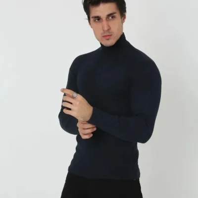 Laşê Mêran Reş Slim Fit Likralı Fitilli Qirikê Body 3