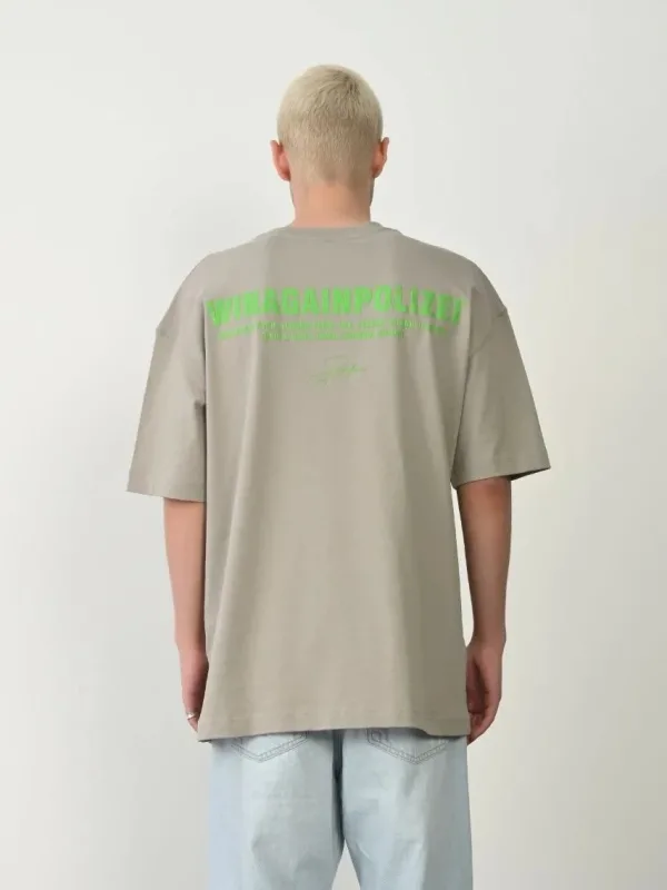 Férfi festett szürke oversized biciklinyakas nyomott póló 2