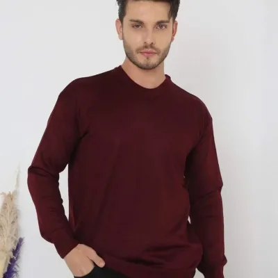 Muški bordo biciklistički izrez dugi rukav pleteni triko džemper 5