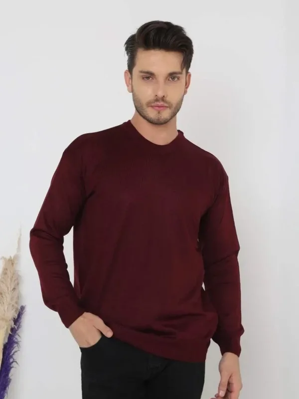 Muški bordo biciklistički izrez dugi rukav pleteni triko džemper 5