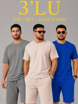 Muški 2-dijelni set oversize majica od dvostrukog konca i šorc