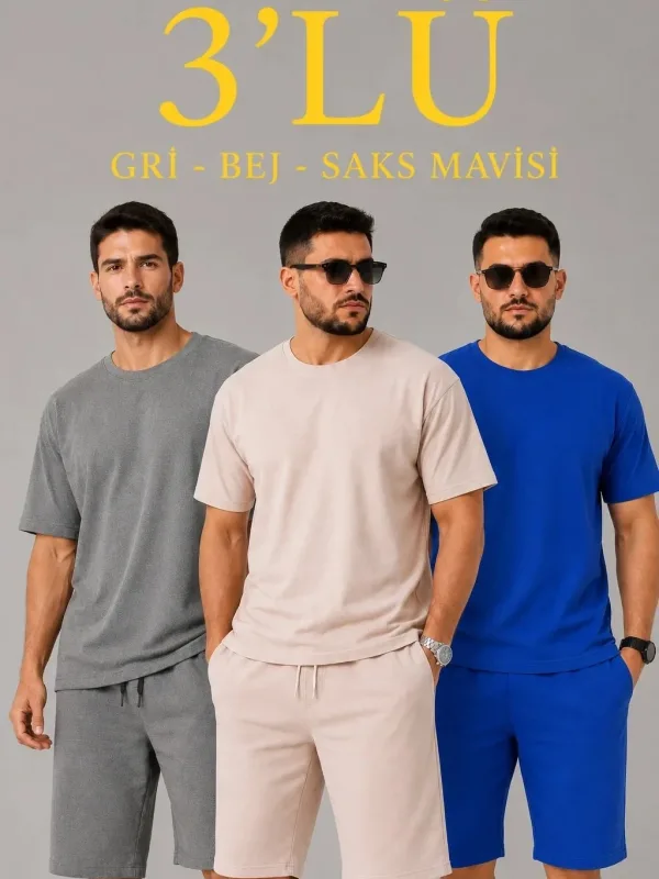 Men's 2-Piece Set Oversize Two-Thread Fabric T-Shirt Shorts Set