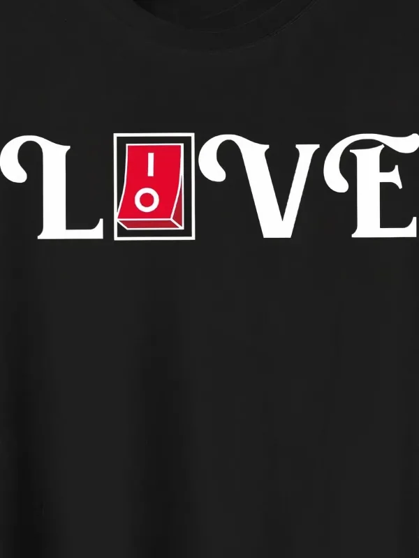 Férfi Fekete Oversize Love Nyomott Kerékpárnyakú Póló 2