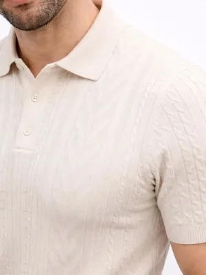 Muška krem polo majica sa dugmadima kratkih rukava od trikotaže