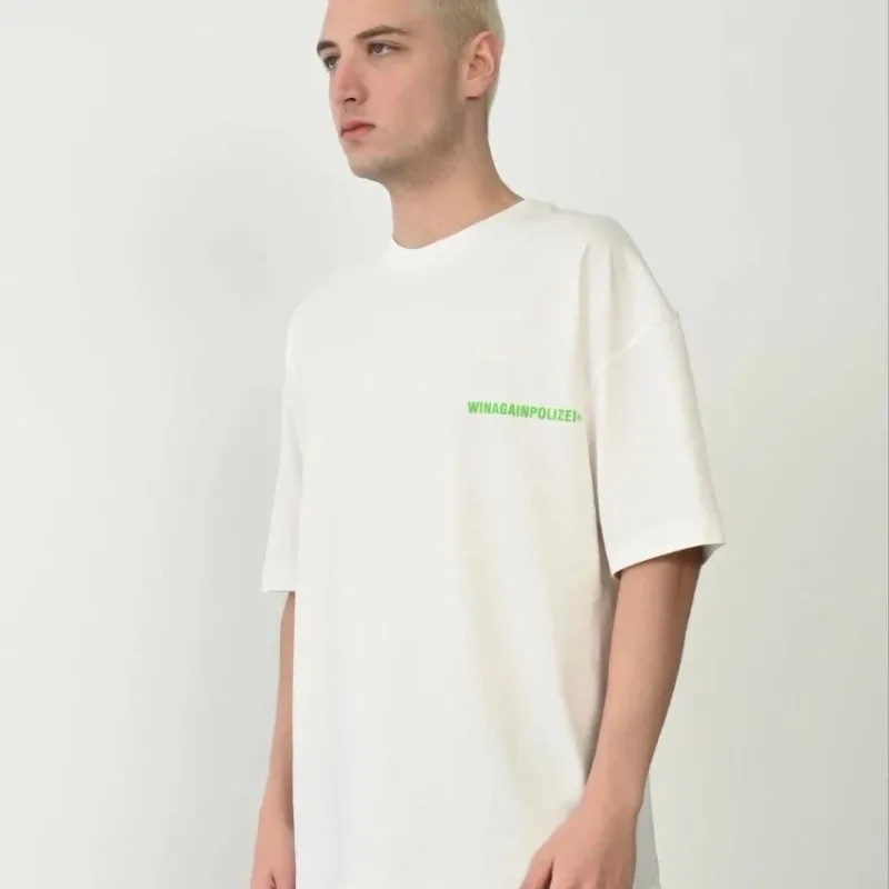 Kişi Ağ Oversize Bisiklet Yaxalı Çap T-Shirt