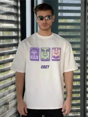 Bluzë me mëngë të shkurtra për meshkuj, e bardhë, oversize, me jakë biçiklete dhe printim