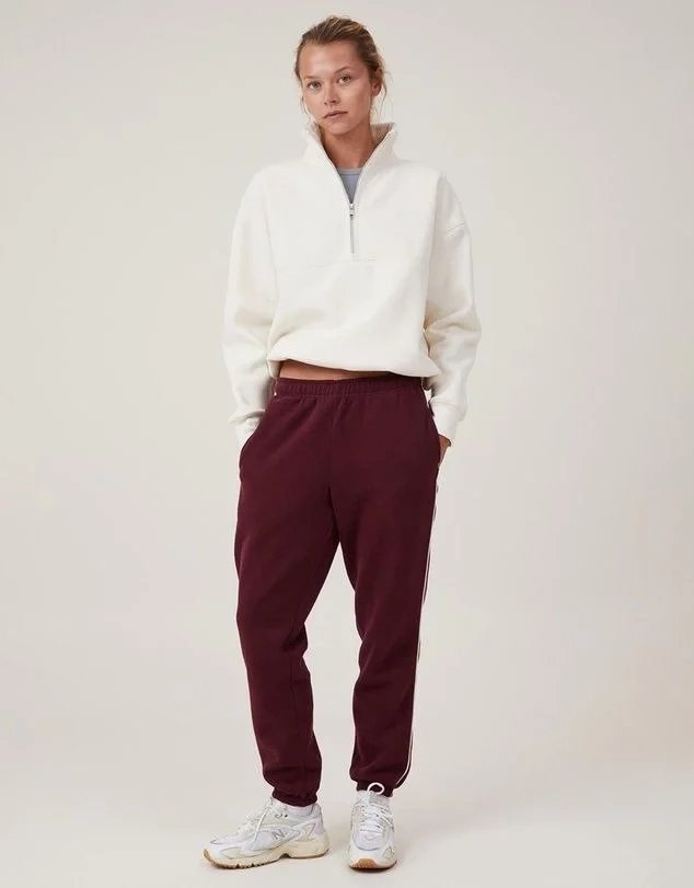 Damski Biały Oversize Półzamknięty Bawełniany Basic Sweatshirt 2