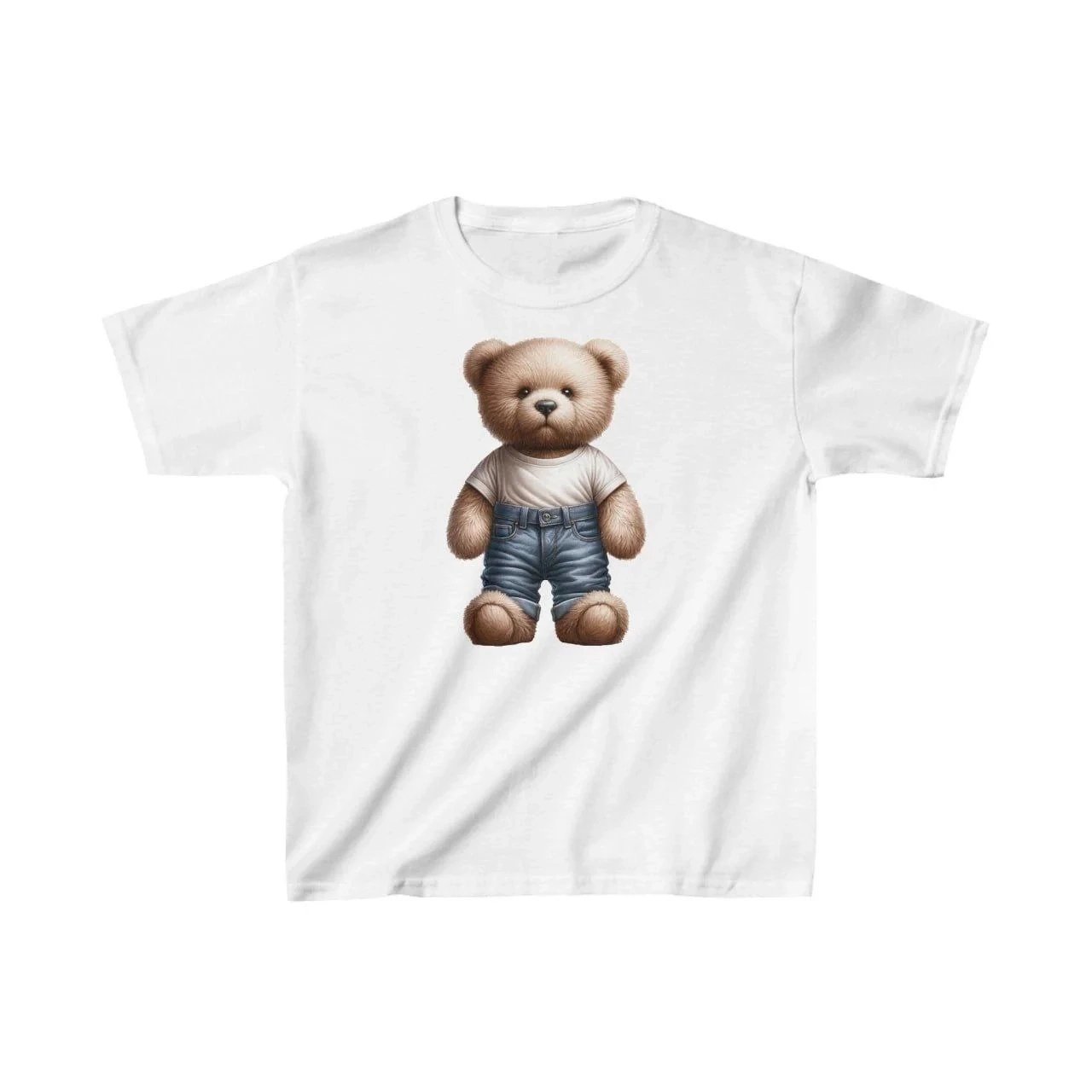 Παιδικό Λευκό Τυπωμένο Oversize Στρογγυλό Λαιμό T-Shirt