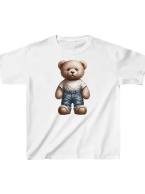 Dětské bílé potištěné oversized kulaté límce tričko